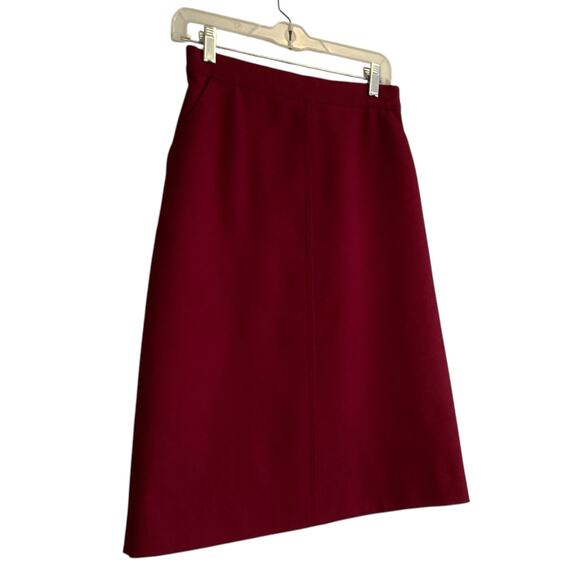Vintage 80s Levis Maroon Red Dacron Polyester Office Straight Skirt Size XS - Picture 3 of 15
